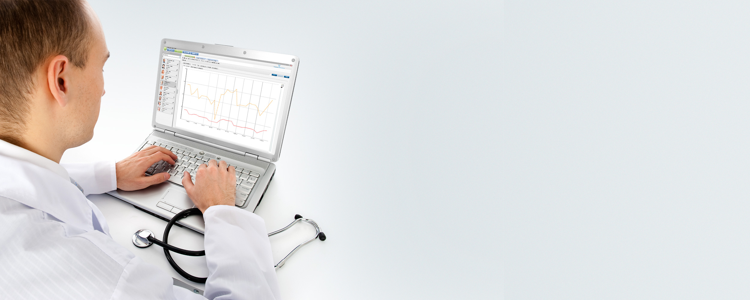 Physician operating Fresenius Medical Care Therapy Support Suite (TSS)