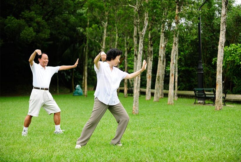 Couple riding on bikes