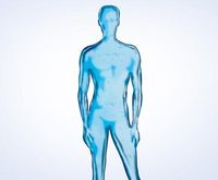 Silhouette of a transparent-blue man
