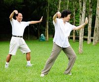 Older couple on bikes